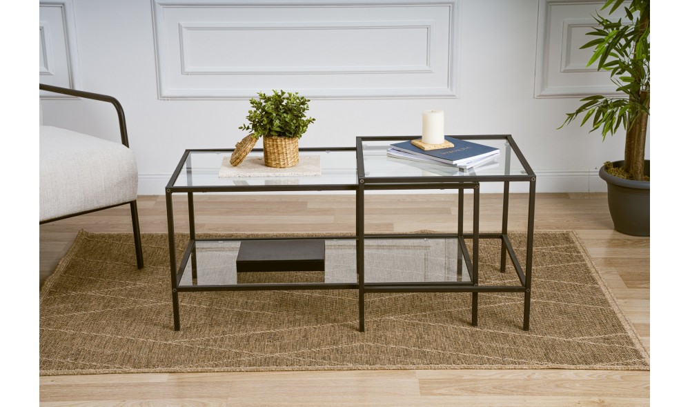 Set masuta de cafea, Sevay, Negru, 90 x 49 x 45 cm