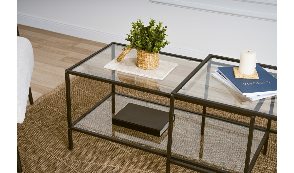 Set masuta de cafea, Sevay, Negru, 90 x 49 x 45 cm