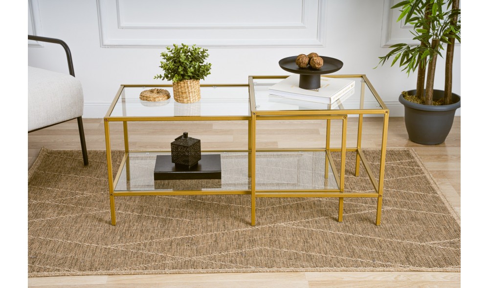 Set masuta de cafea, Sevay, Aur, 90 x 49 x 45 cm