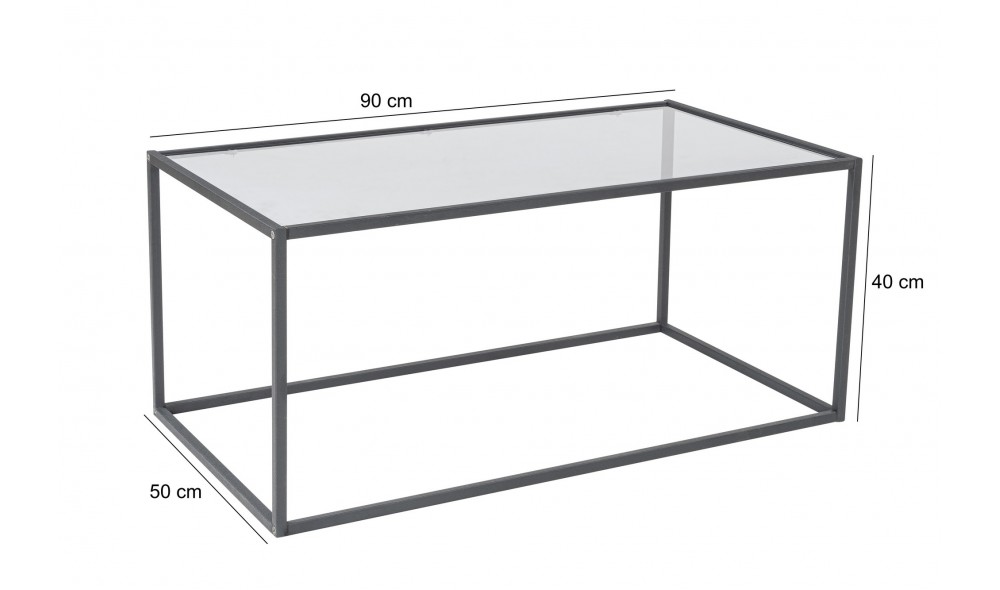 Masuta de cafea, Lizbon, Negru, 90 x 40 x 50 cm