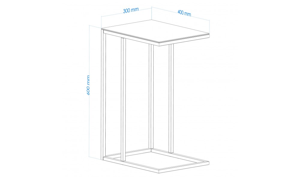 Masa laterala, Alaska C, Negru, 30 x 60 x 40 cm