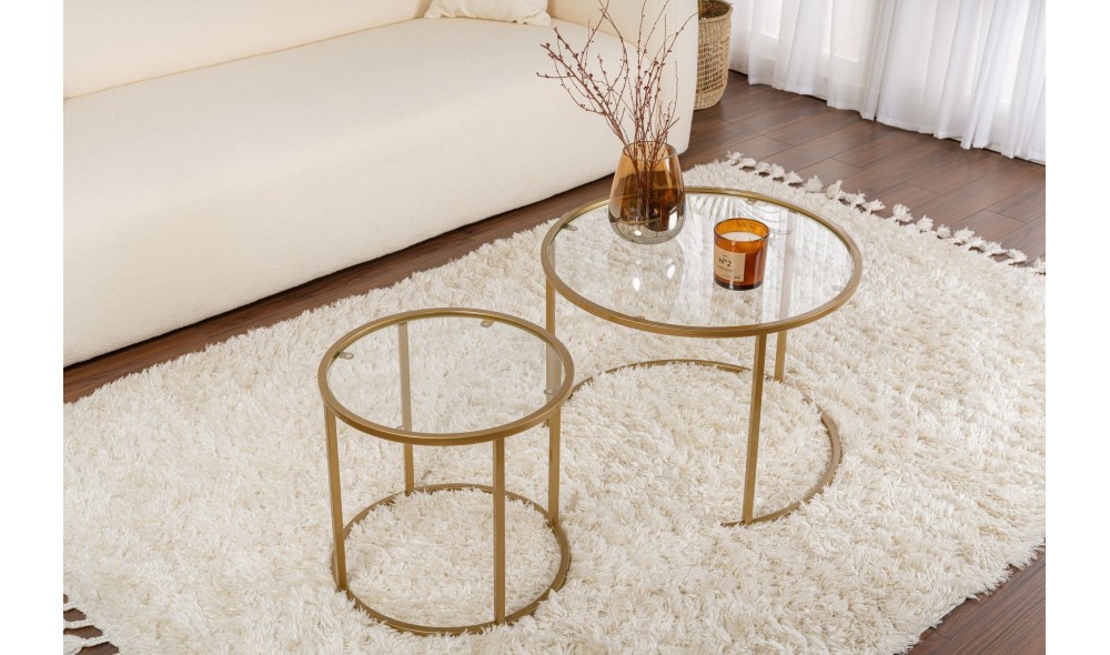 Set masuta de cafea, Tokyo, Aur, 60 x 43 x 60 cm