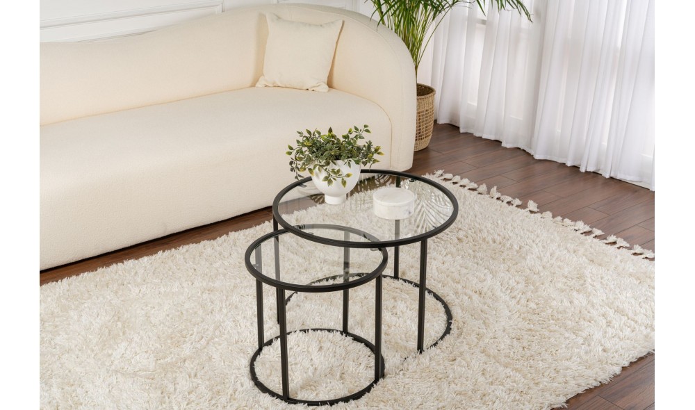 Set masuta de cafea, Tokyo, Negru, 60 x 43 x 60 cm