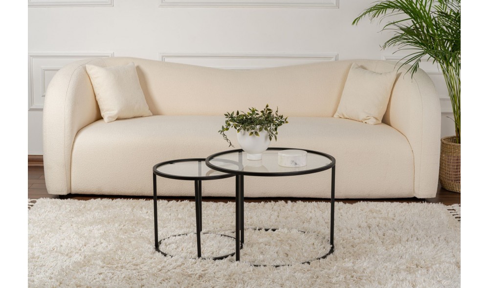 Set masuta de cafea, Tokyo, Negru, 60 x 43 x 60 cm