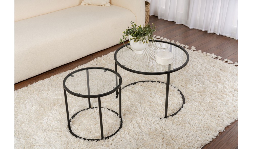 Set masuta de cafea, Tokyo, Negru, 60 x 43 x 60 cm