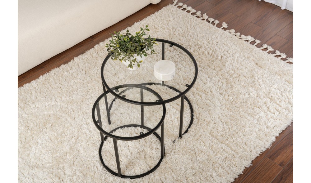 Set masuta de cafea, Tokyo, Negru, 60 x 43 x 60 cm