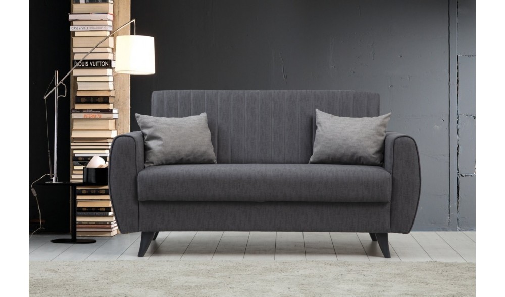 Canapea extensibila cu 2 locuri, Alkon - Gri inchis, 158 x 86 x 77 cm