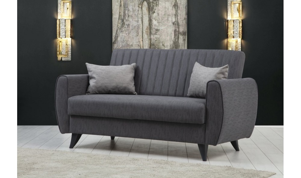 Canapea extensibila cu 2 locuri, Alkon - Gri inchis, 158 x 86 x 77 cm