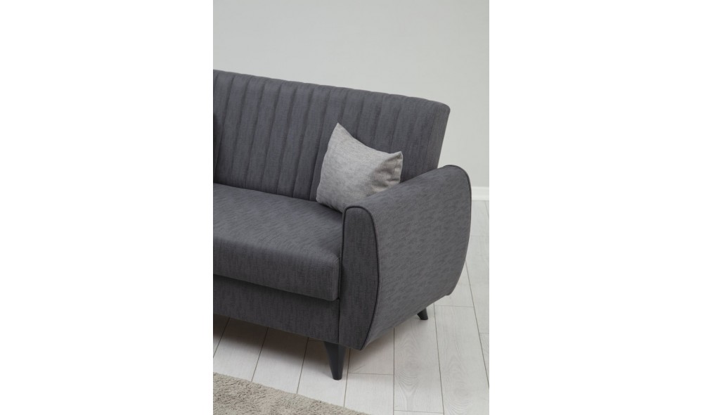 Canapea extensibila cu 2 locuri, Alkon - Gri inchis, 158 x 86 x 77 cm