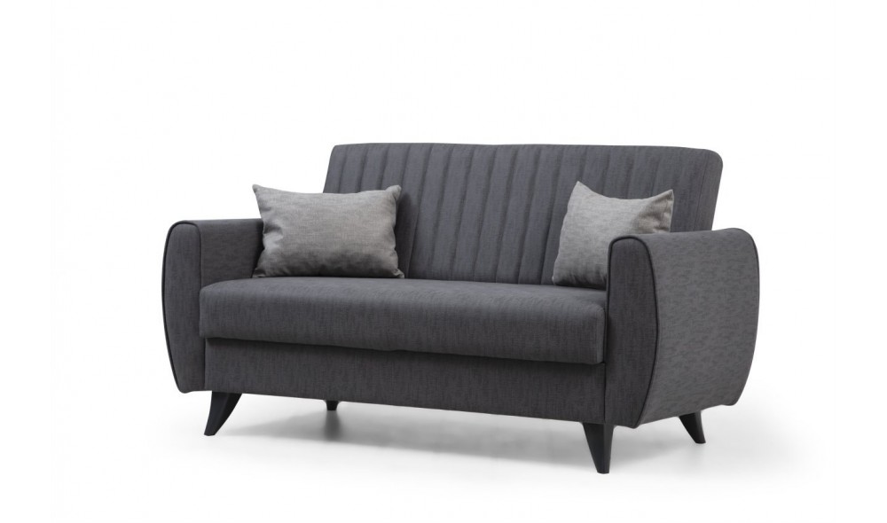 Canapea extensibila cu 2 locuri, Alkon - Gri inchis, 158 x 86 x 77 cm