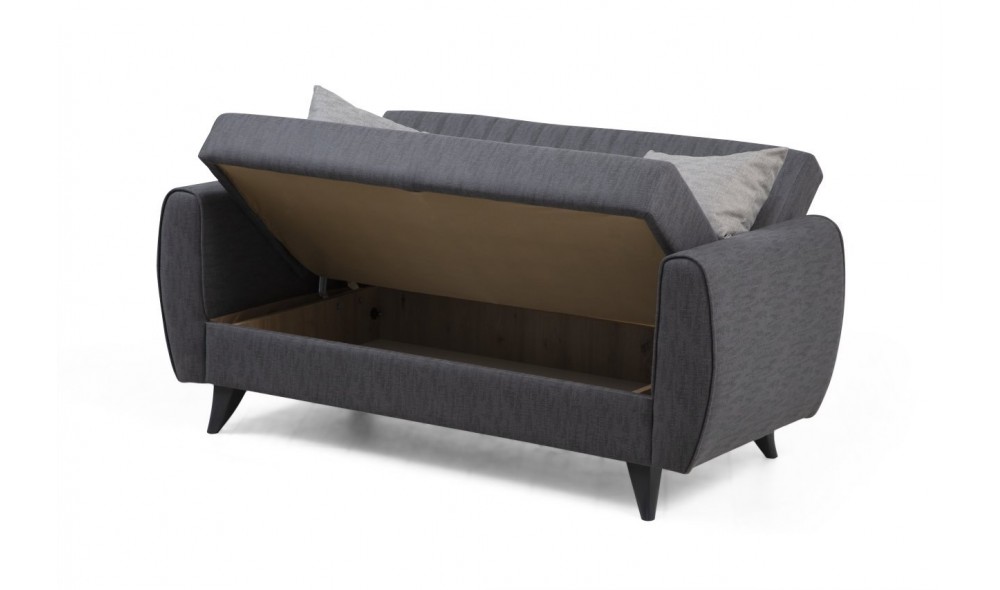 Canapea extensibila cu 2 locuri, Alkon - Gri inchis, 158 x 86 x 77 cm