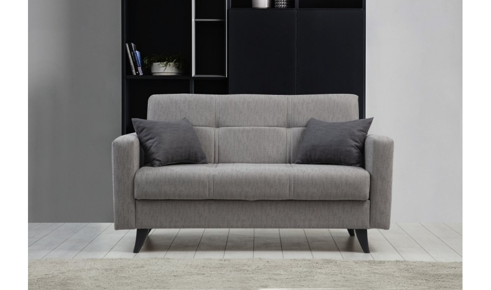 Canapea extensibila cu 2 locuri, Polya - Gri deschis, 151 x 86 x 75 cm