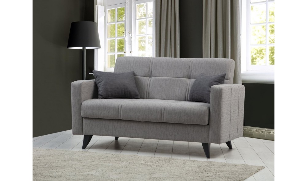 Canapea extensibila cu 2 locuri, Polya - Gri deschis, 151 x 86 x 75 cm