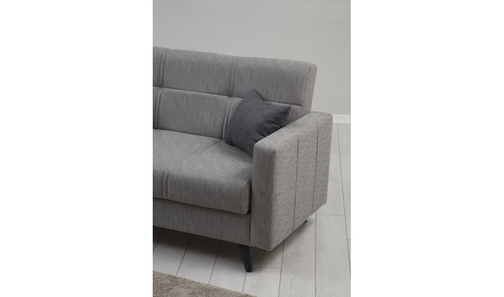 Canapea extensibila cu 2 locuri, Polya - Gri deschis, 151 x 86 x 75 cm