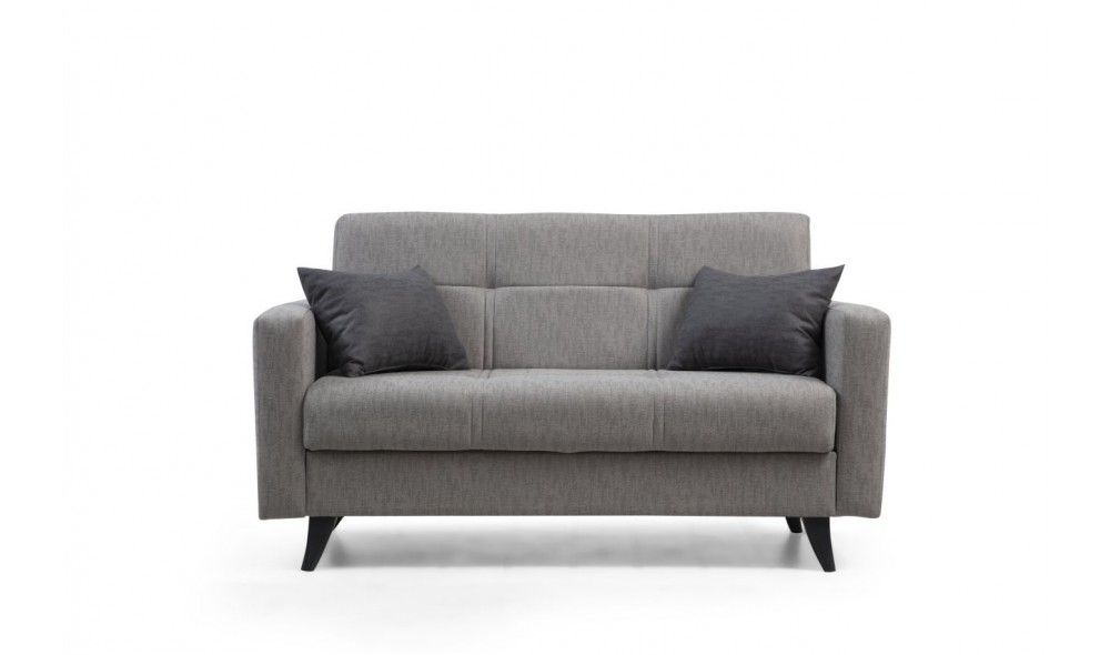 Canapea extensibila cu 2 locuri, Polya - Gri deschis, 151 x 86 x 75 cm