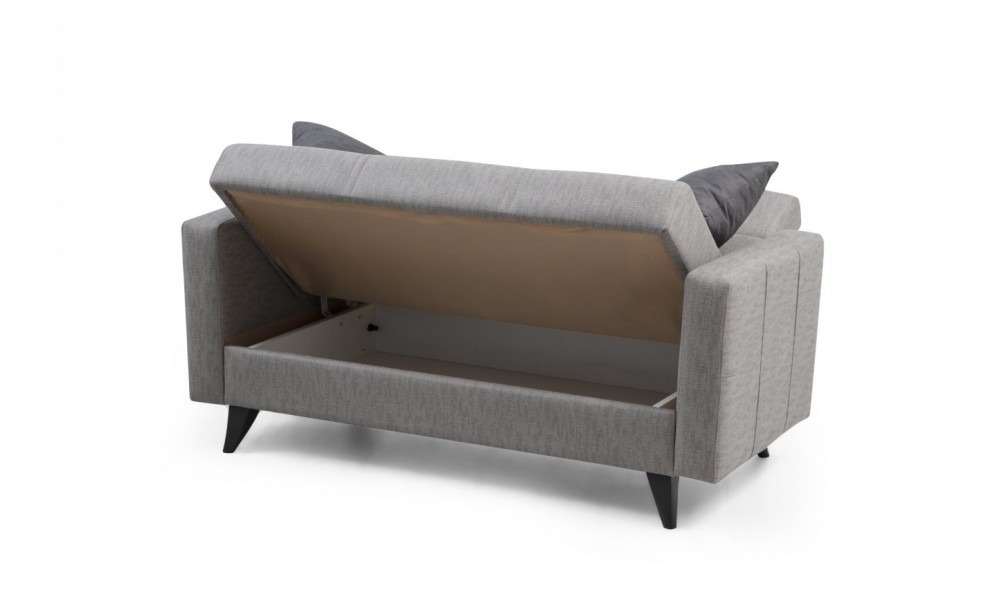 Canapea extensibila cu 2 locuri, Polya - Gri deschis, 151 x 86 x 75 cm