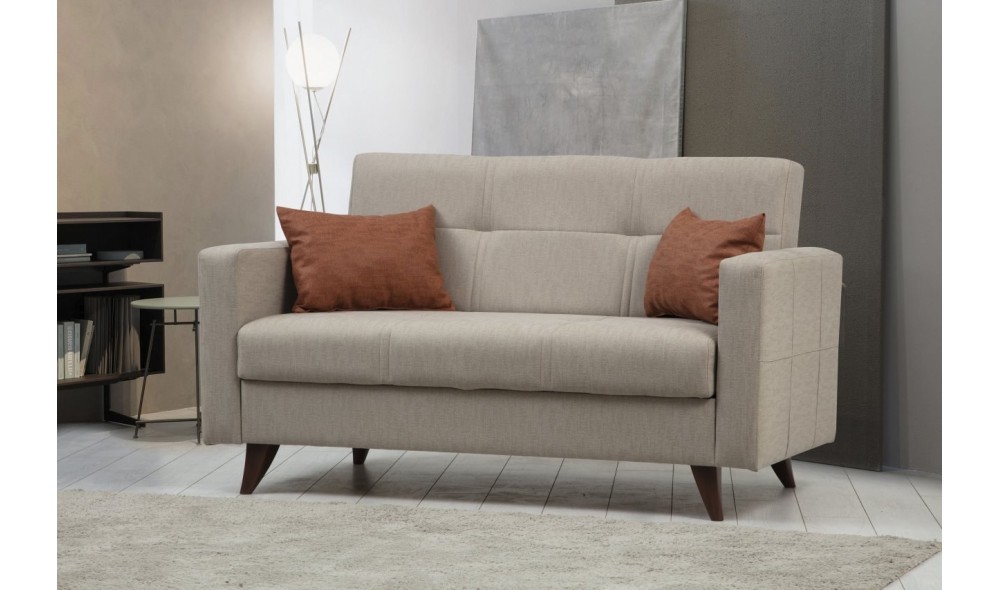 Canapea extensibila cu 2 locuri, Polya - Bej, 151 x 86 x 75 cm