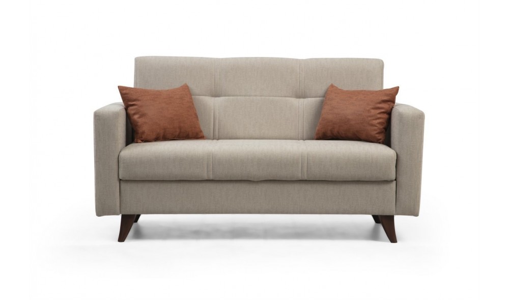 Canapea extensibila cu 2 locuri, Polya - Bej, 151 x 86 x 75 cm