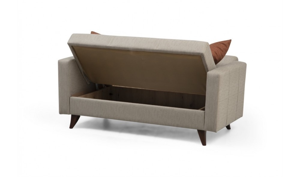 Canapea extensibila cu 2 locuri, Polya - Bej, 151 x 86 x 75 cm