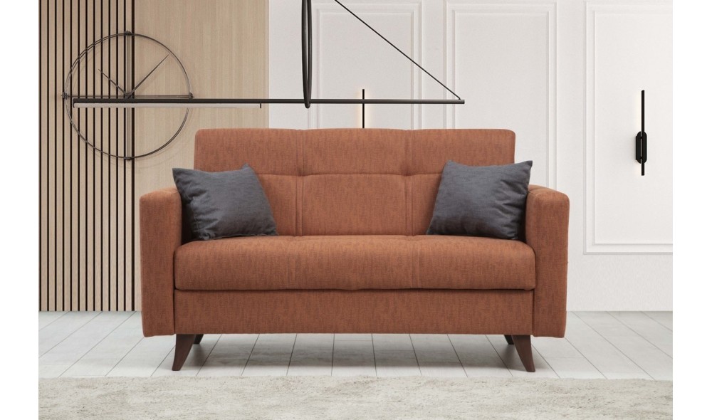 Canapea extensibila cu 2 locuri, Polya - Tigle Red, 151 x 86 x 75 cm