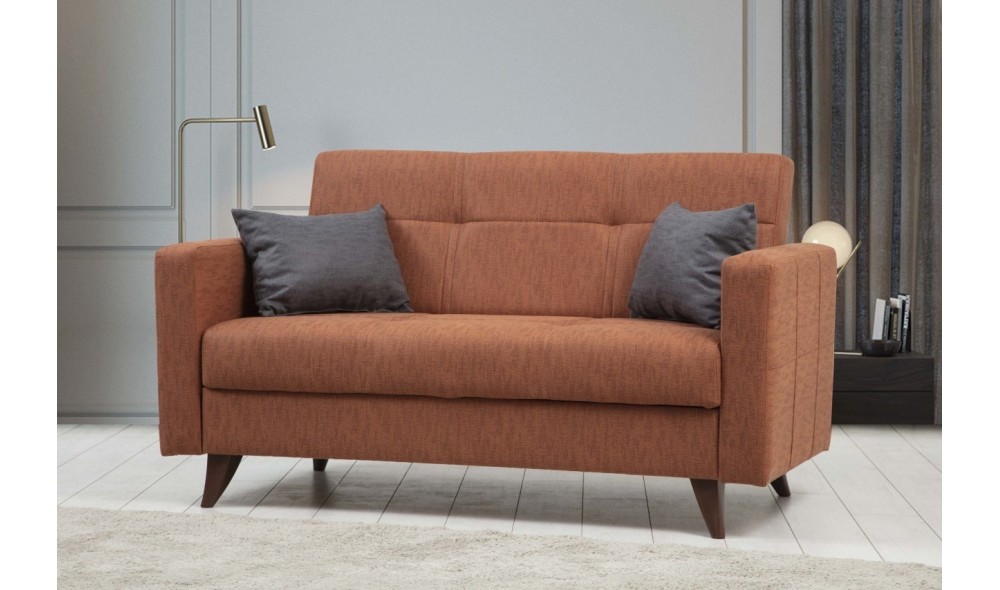 Canapea extensibila cu 2 locuri, Polya - Tigle Red, 151 x 86 x 75 cm