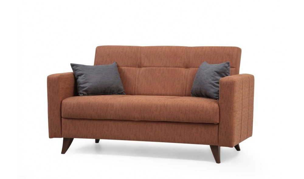 Canapea extensibila cu 2 locuri, Polya - Tigle Red, 151 x 86 x 75 cm