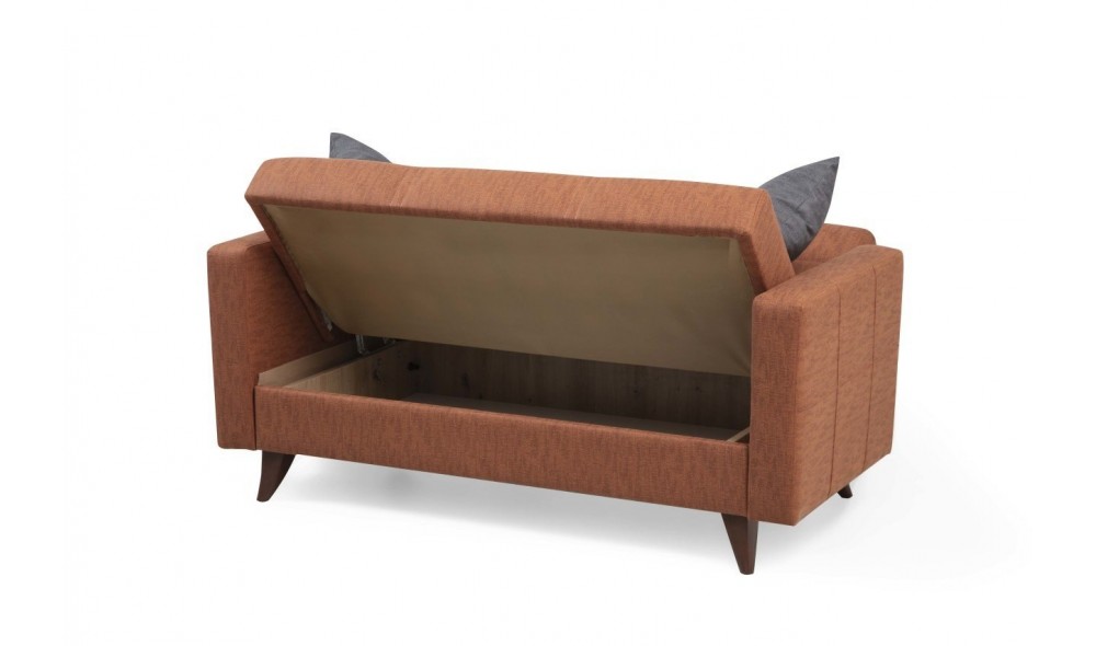 Canapea extensibila cu 2 locuri, Polya - Tigle Red, 151 x 86 x 75 cm