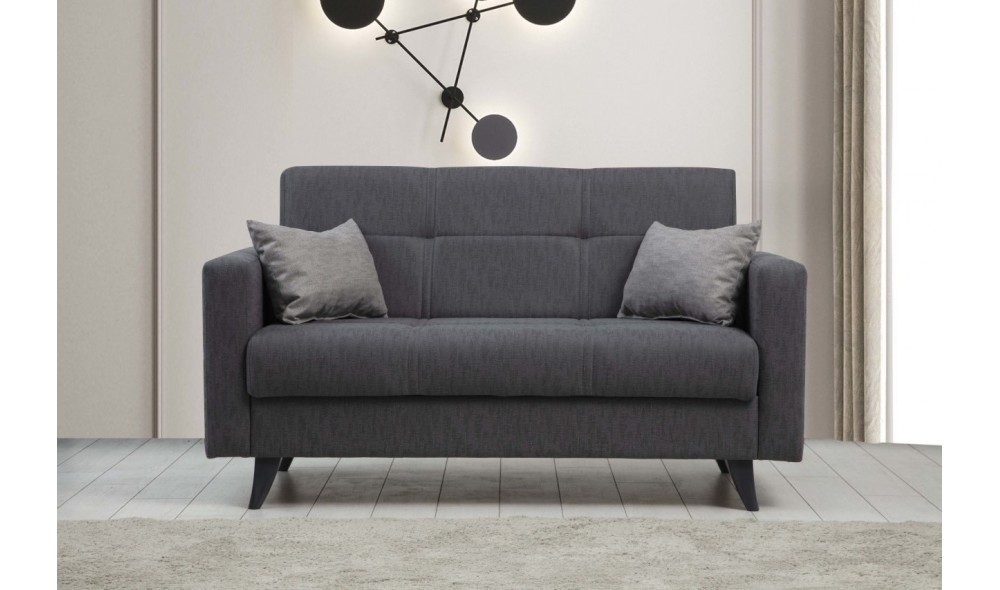 Canapea extensibila cu 2 locuri, Polya - Gri inchis, 151 x 86 x 75 cm