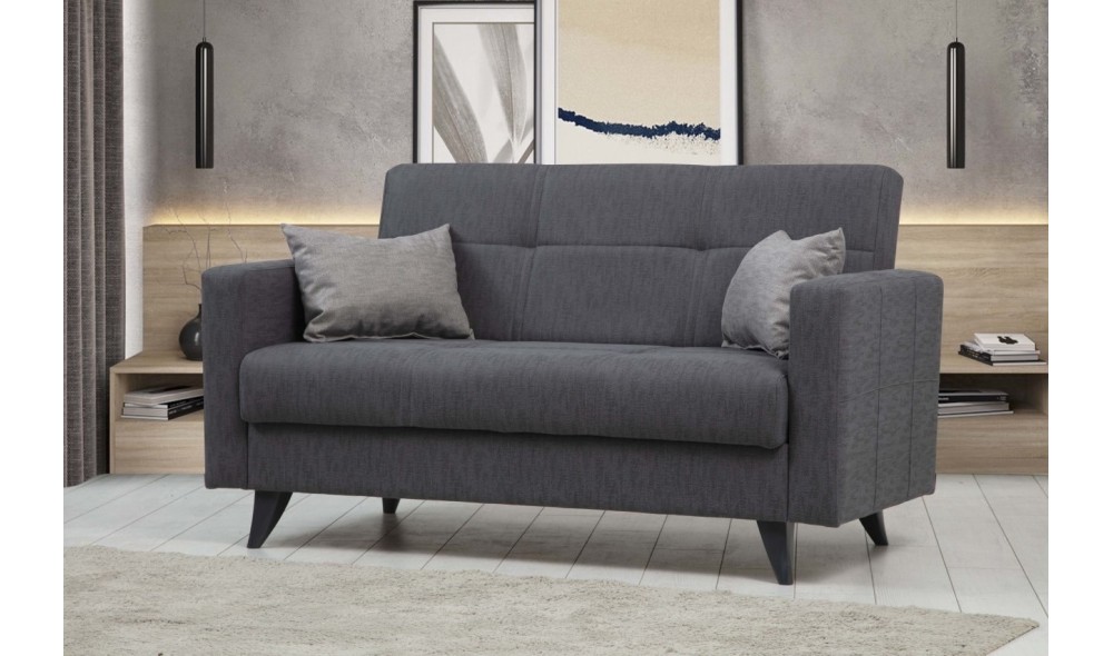 Canapea extensibila cu 2 locuri, Polya - Gri inchis, 151 x 86 x 75 cm