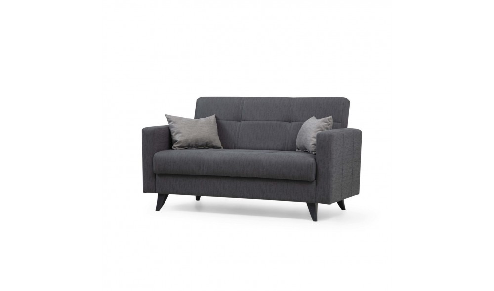 Canapea extensibila cu 2 locuri, Polya - Gri inchis, 151 x 86 x 75 cm