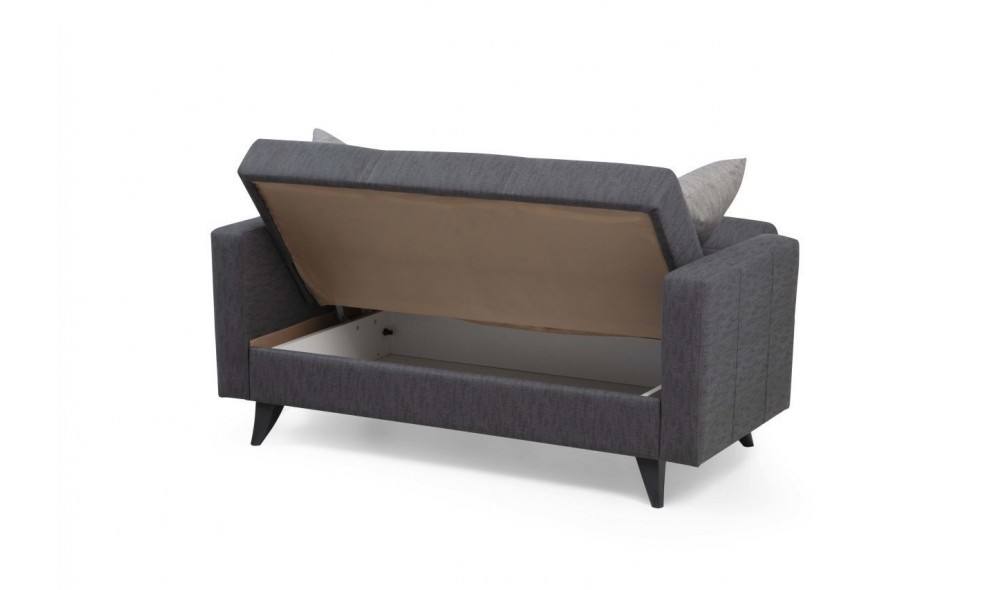 Canapea extensibila cu 2 locuri, Polya - Gri inchis, 151 x 86 x 75 cm