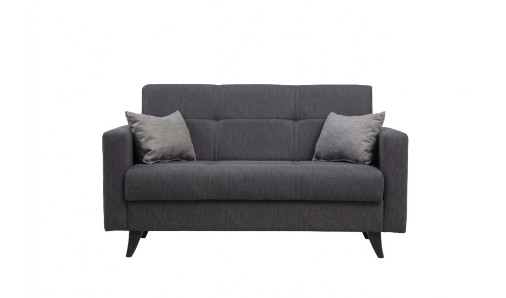 Canapea extensibila cu 2 locuri, Polya - Gri inchis, 151 x 86 x 75 cm