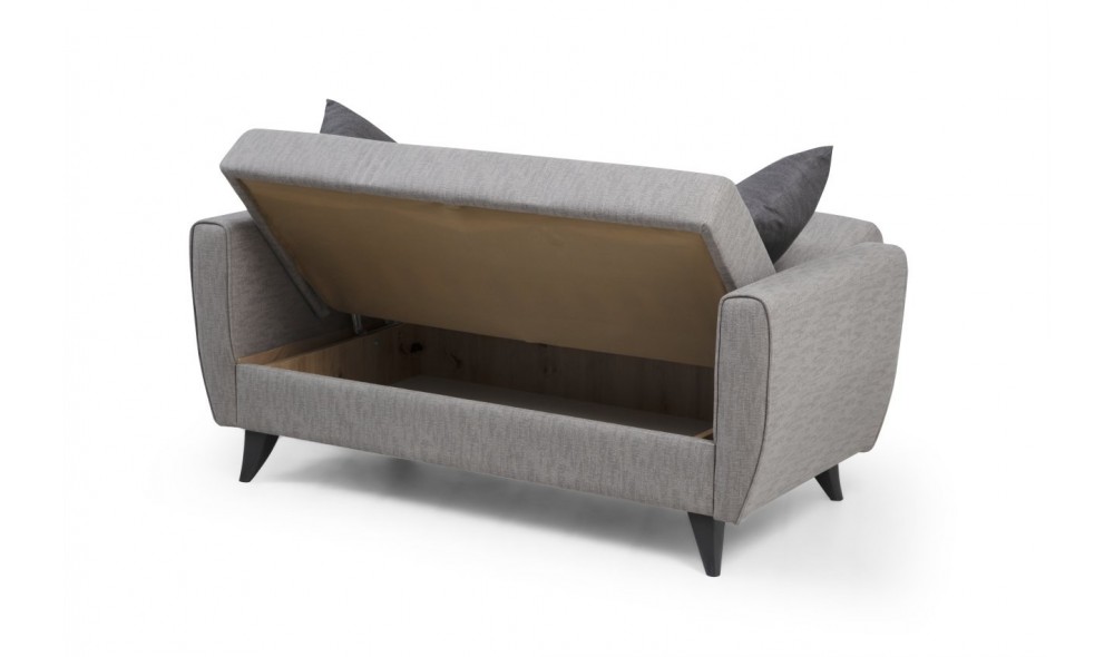 Canapea extensibila cu 2 locuri, Zaden - Gri deschis, 153 x 86 x 77 cm