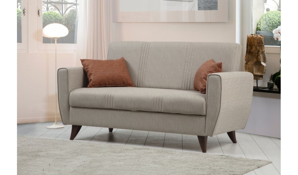 Canapea extensibila cu 2 locuri, Zaden - Bej, 153 x 86 x 77 cm