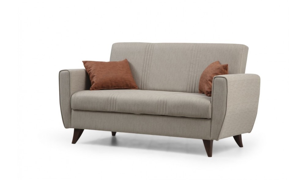 Canapea extensibila cu 2 locuri, Zaden - Bej, 153 x 86 x 77 cm