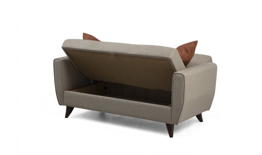 Canapea extensibila cu 2 locuri, Zaden - Bej, 153 x 86 x 77 cm