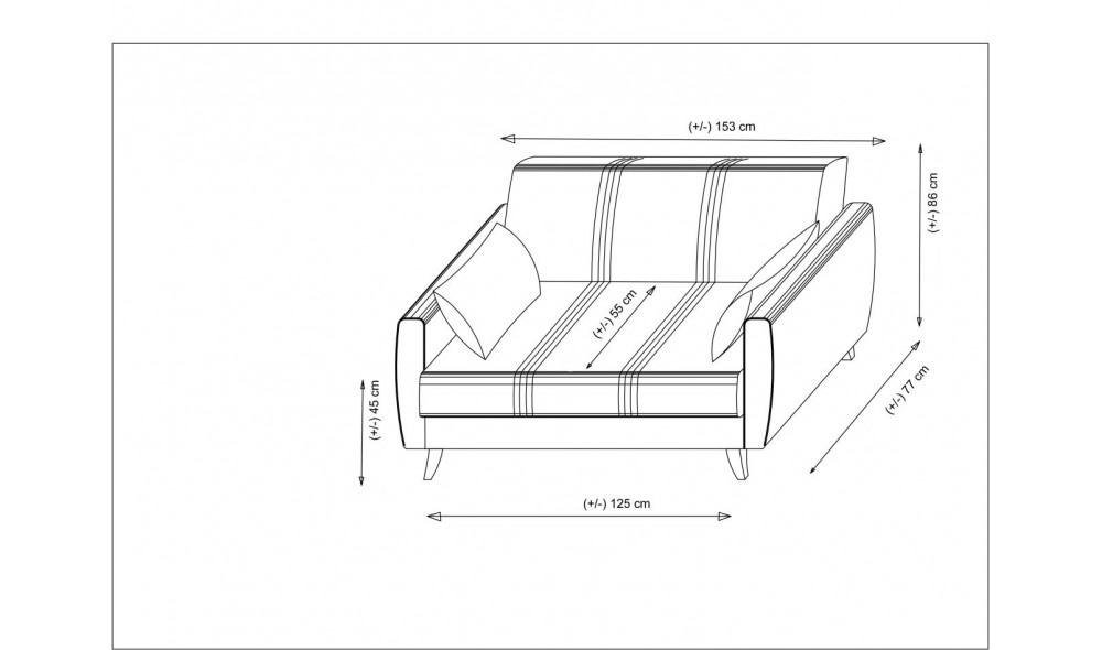 Canapea extensibila cu 2 locuri, Zaden - Bej, 153 x 86 x 77 cm