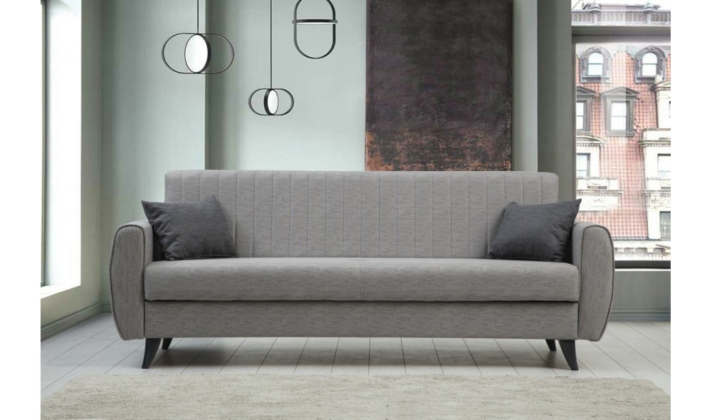 Canapea extensibila cu 3 locuri, Alkon - Gri deschis, 214 x 86 x 77 cm