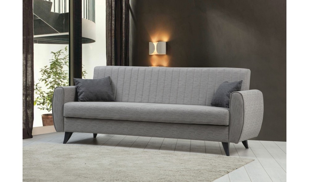 Canapea extensibila cu 3 locuri, Alkon - Gri deschis, 214 x 86 x 77 cm