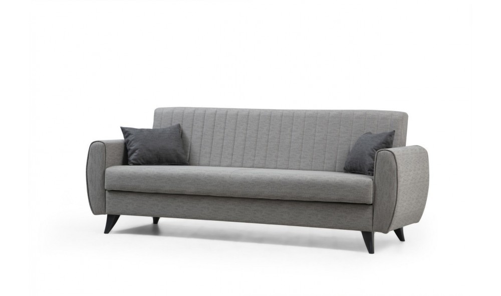 Canapea extensibila cu 3 locuri, Alkon - Gri deschis, 214 x 86 x 77 cm