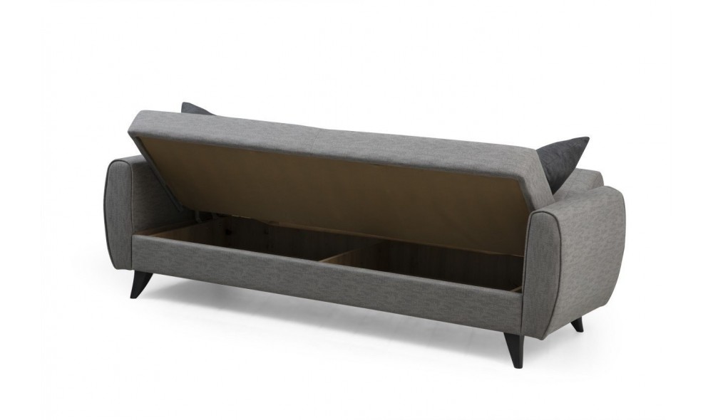 Canapea extensibila cu 3 locuri, Alkon - Gri deschis, 214 x 86 x 77 cm