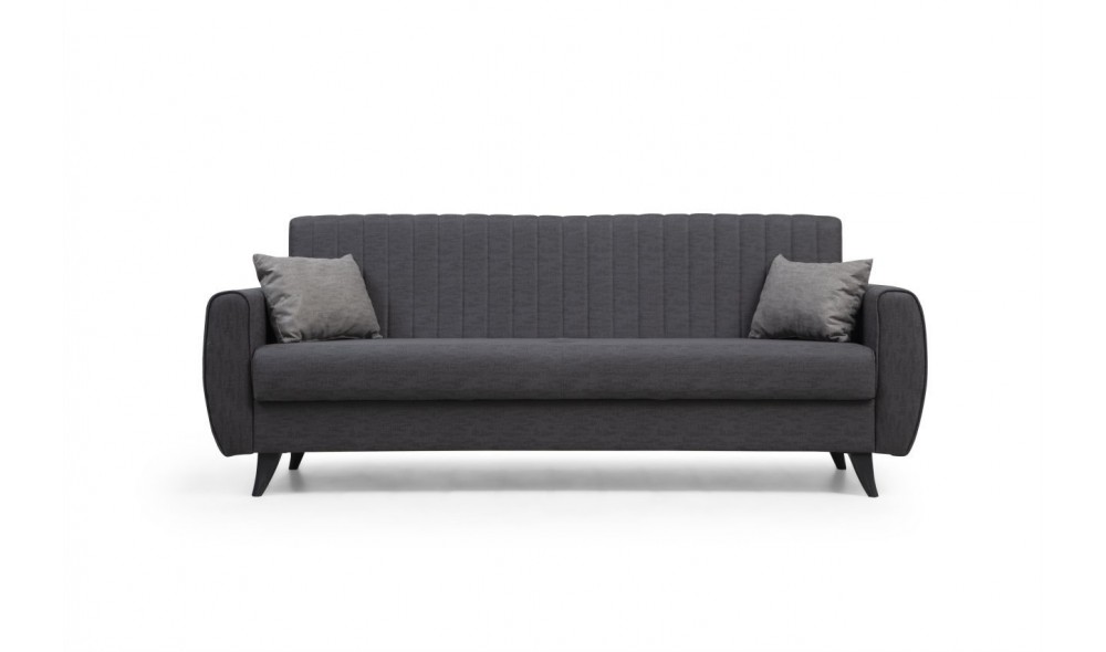 Canapea extensibila cu 3 locuri, Alkon - Gri inchis, 214 x 86 x 77 cm