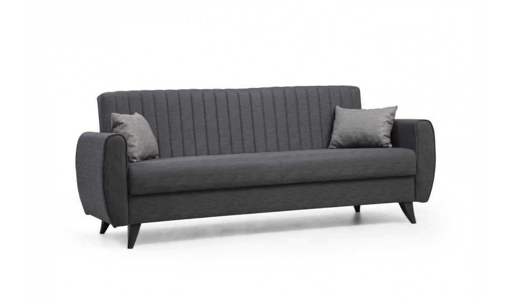 Canapea extensibila cu 3 locuri, Alkon - Gri inchis, 214 x 86 x 77 cm