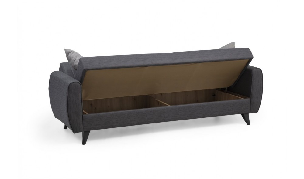 Canapea extensibila cu 3 locuri, Alkon - Gri inchis, 214 x 86 x 77 cm