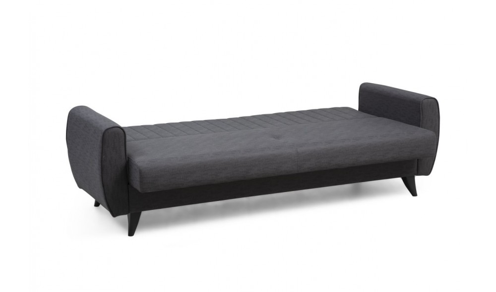 Canapea extensibila cu 3 locuri, Alkon - Gri inchis, 214 x 86 x 77 cm