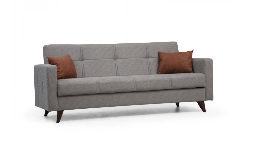 Canapea extensibila cu 3 locuri, Polya - Gri deschis, 205 x 86 x 75 cm