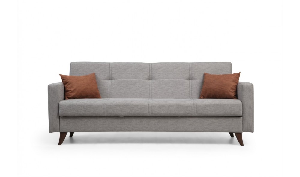 Canapea extensibila cu 3 locuri, Polya - Gri deschis, 205 x 86 x 75 cm