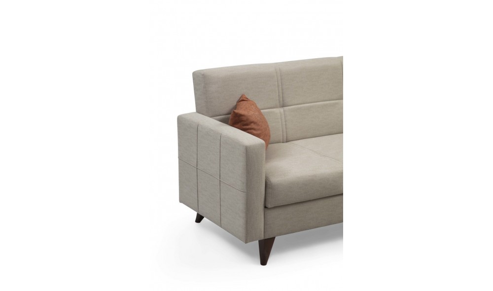 Canapea extensibila cu 3 locuri, Polya - Bej, 205 x 86 x 75 cm