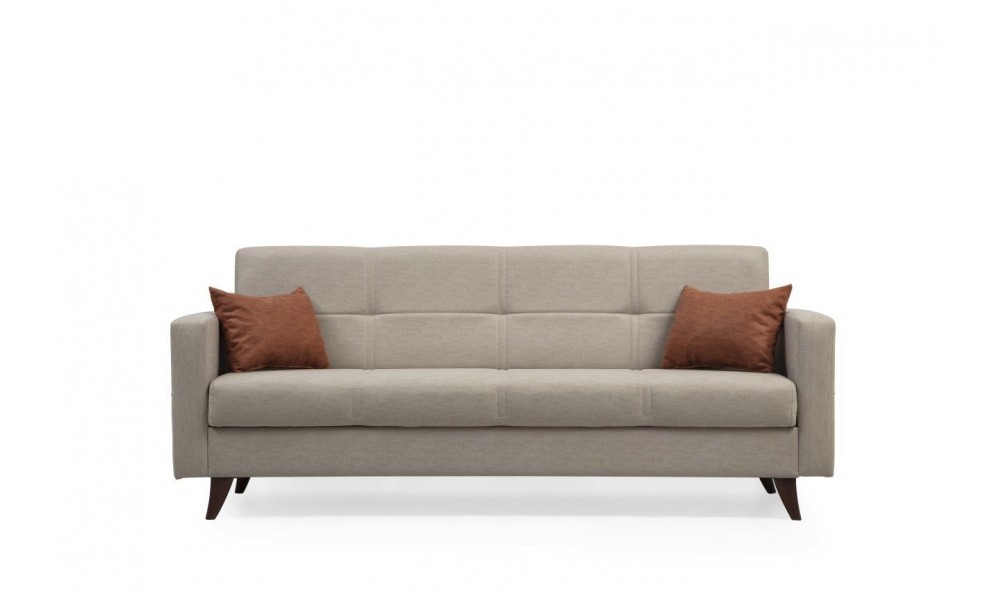 Canapea extensibila cu 3 locuri, Polya - Bej, 205 x 86 x 75 cm