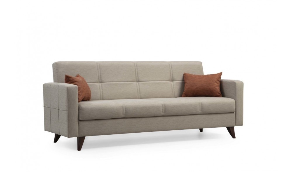 Canapea extensibila cu 3 locuri, Polya - Bej, 205 x 86 x 75 cm